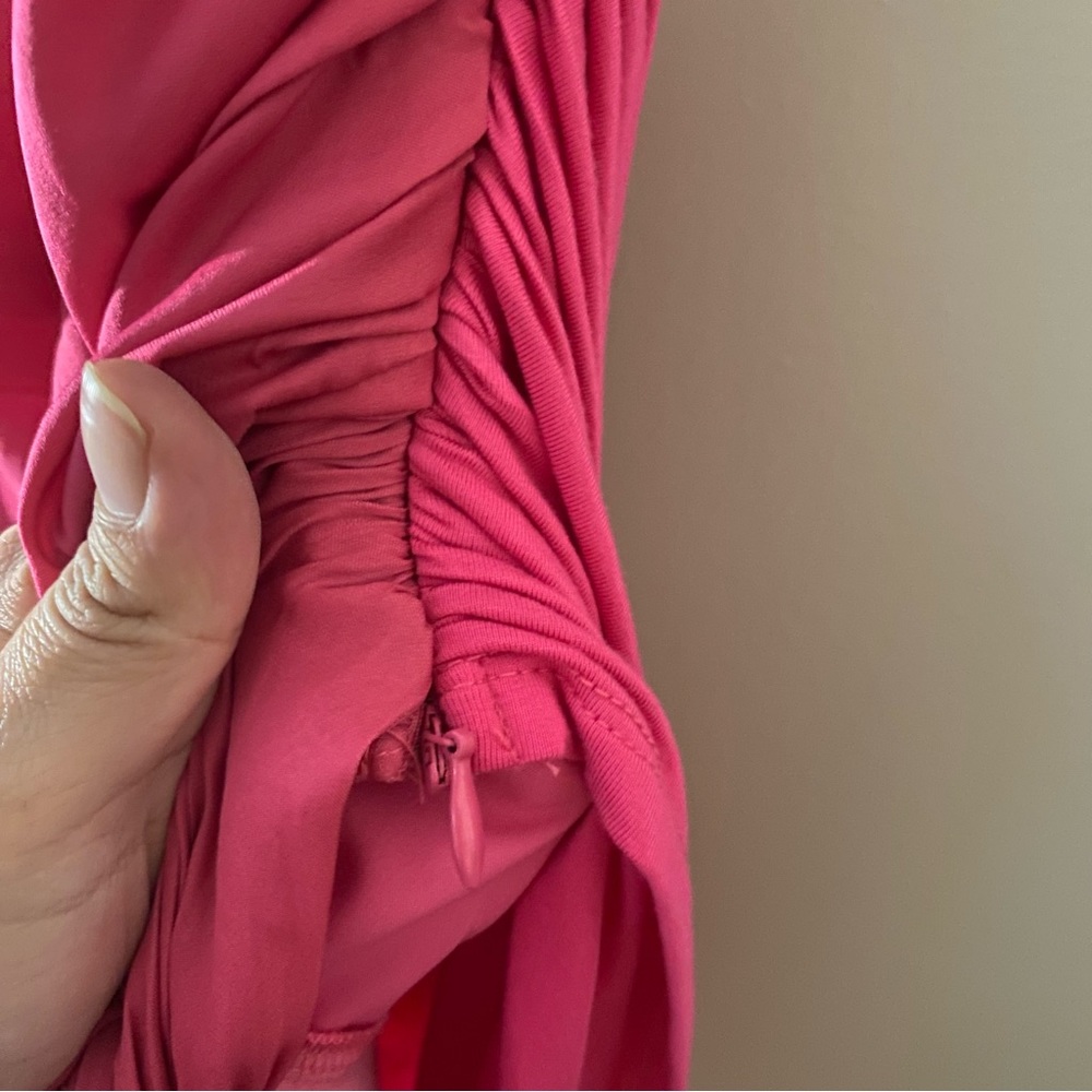 NWT Anthropologie Dolan Ruched Single-Shoulder Satin Hot Pink Blouse, M - Picture 4 of 8